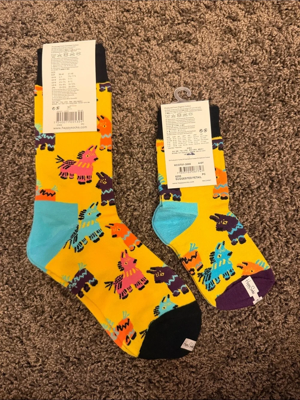 New Happy Socks yellow pinata mommy and me socks